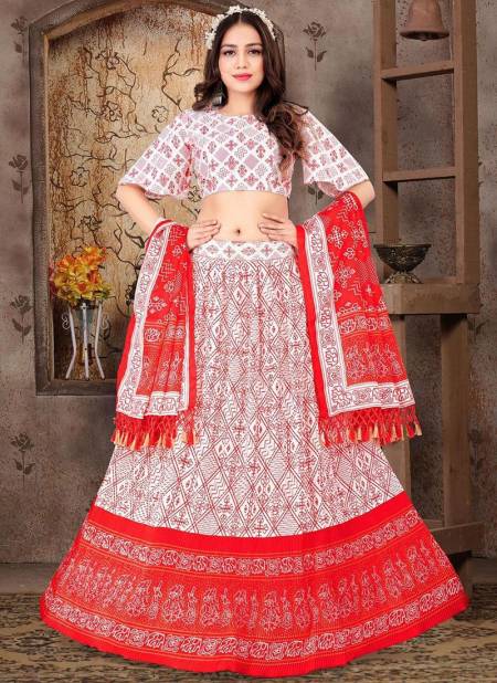 Red And White Colour Anajni New Designer Festive Wear Fancy Satin Lehenga Choli Collection 2004